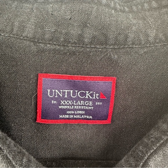 UNTICKit Wrinkle Resistant Linen Cabardes Black Long Sleeve Mens Size XXX Large - Picture 10 of 12